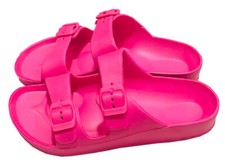 Womens Double Strap Buckle Slide Flip Flop Soft Sandal Beach Shower Fuchsia 6