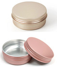 Rose Gold Aluminum Tin Screw Top Round Metal Container W Lid,Travel Storage Jar