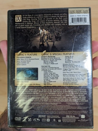 The Lord of the Rings: The Fellowship of the Ring (DVD, 2002, 2-Disc Set) SEALED - Picture 3 of 3