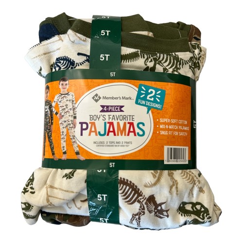Member's Mark 4-Piece Boy's 100% Cotton Long Sleeve & Pant Favorite Pajama Sets - Picture 2 of 8