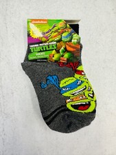 1 Pair Boys' Teenage Mutant Ninja Turtles Ankle Socks Size 5-6.5 Shoe Sz 5.5-8.5