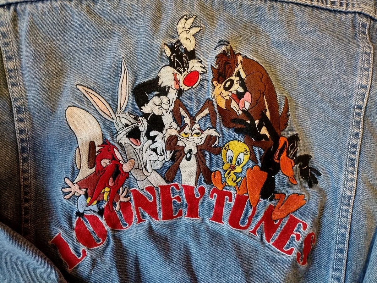Looney Tunes デニムジャケット 古着 00s LOONEY TUNES キャラクター 刺しゅう デニム
