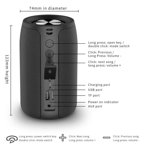 Zealot Outdoor TWS Subwoofer Impermeabile Wireless Altoparlante Bluetooth Portatile G4V8 - Foto 10 di 12