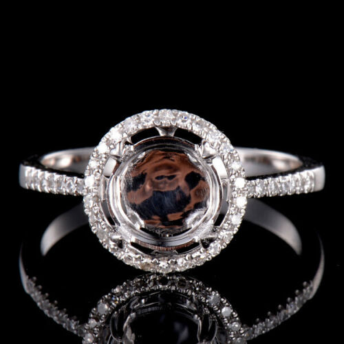 Diamante natural semi montaje Halo Anillo Ajuste Redondo 7.5MM 1.50CT 14K Oro Blanco - Imagen 2 de 7