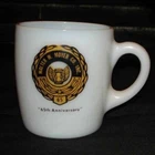 VINTAGE WHITE MILK GLASS ADVERTISING MUG WALTER MOYER