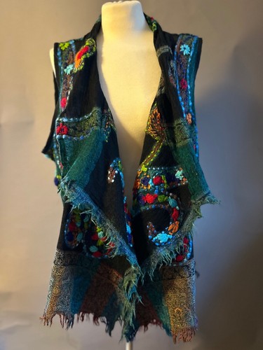 Anu Colorful Embroidered Long Vest - Size L/XL