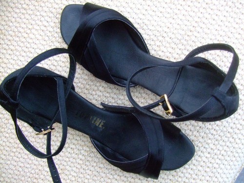 Topline Damen Schwarz Satin Tanzschuhe (Größe UK 7,5) (Größe Euro 41,5) Reg Fit - Bild 3 von 9