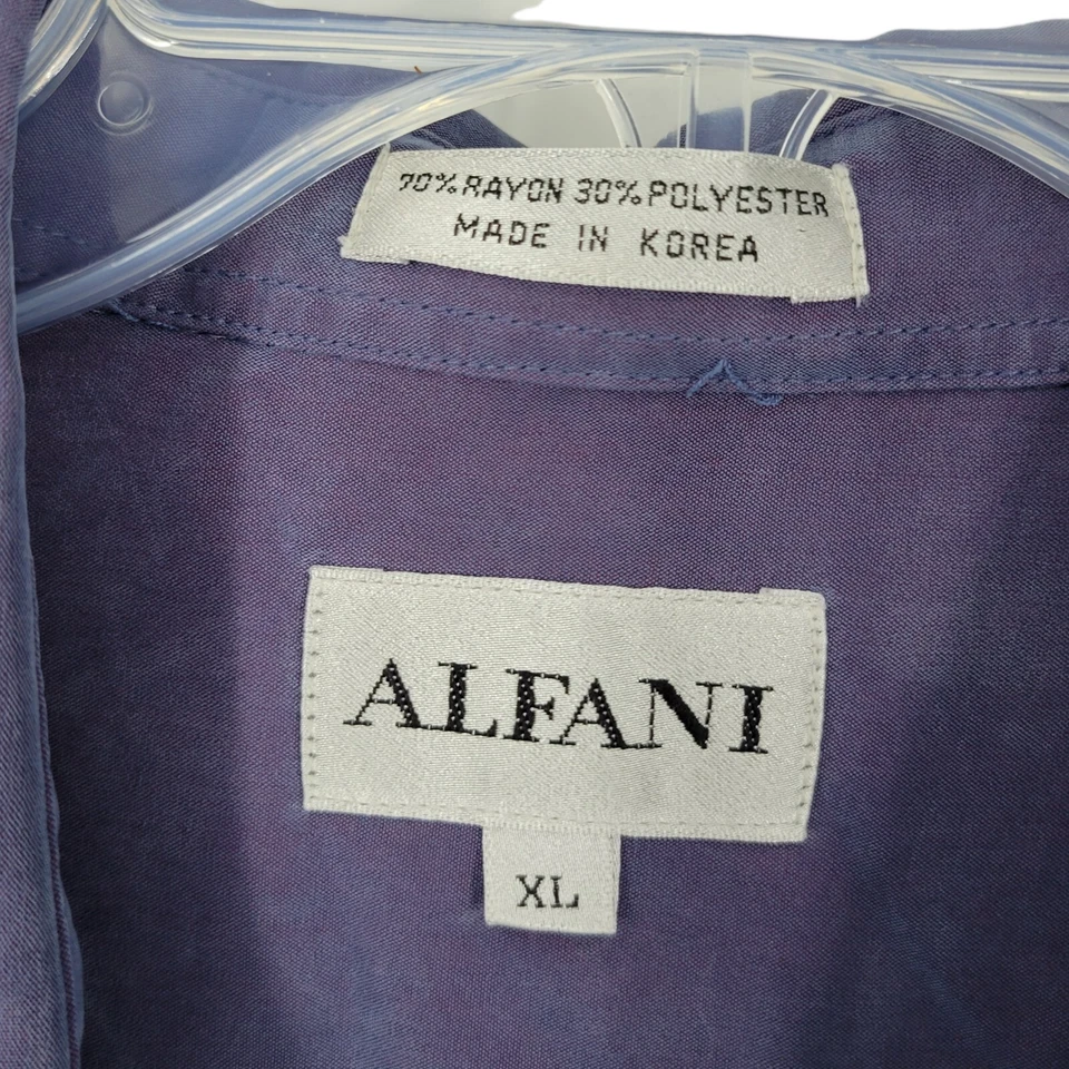 Рубашка на пуговицах Alfani XL с длинным рукавом фиолетовая/синяя повседневная полиэстер вискоза - Изображение 2 из 3
