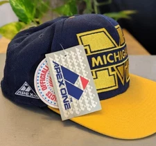 Vtg 90s Michigan Wolverines APEX ONE wool/acrylic hat cap NEW W TAGS 7 1/8 #p910