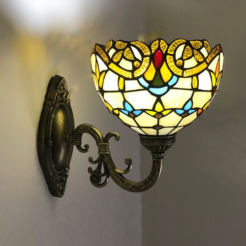 Tiffany Style Wall Light Stained Glass Sconce Bedroom Wall Lamp Lighting Fixture - Picture 3 of 13