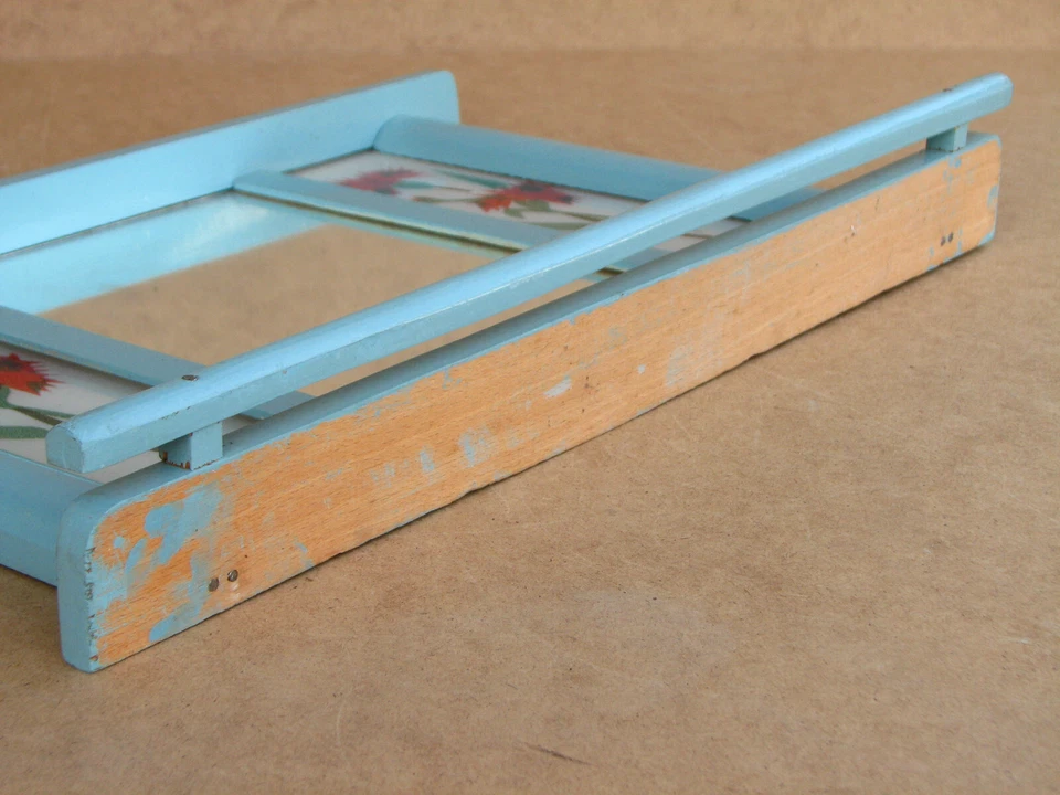 Antique Vintage Primitive Wooden Wall Rack Shelf Stained Glass Rustic Tag 1965 - Image 4 of 4