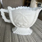Vintage Westmoreland White Milk Glass Paneled Cherry & Grape Pattern Creamer