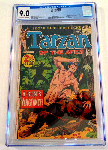 TARZAN #208 CGC 9.0 DC COMICS 1972 ORIGIN TARZAN PT 2 & JOHN CARTER OF MARS