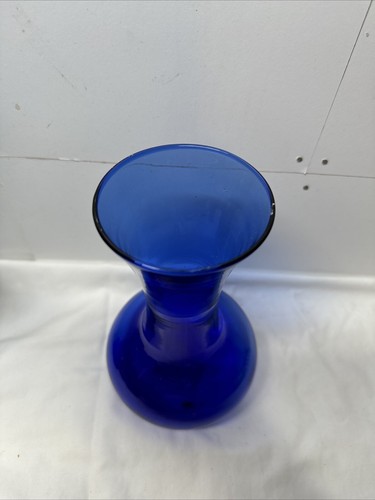 "Florero azul cobalto brote Indiana vidrio ligero patrón de remolino 7,75"" de alto vintage" - Imagen 4 de 8