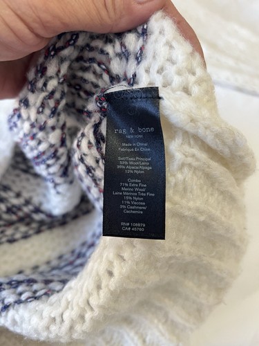 rag & bone | Women’s SZ M | Ivory Iceland Striped Wool Alpaca |Crew Neck Sweater - Picture 8 of 8