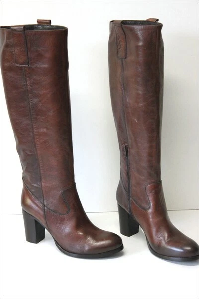 BUTTERO Bottes Cavalière à Talons Cuir Marron Noisette T 36.5 TBE - Photo 2/4