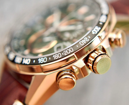 Citizen Eco-Drive PCAT Chrono Green Rose Gold Leather Men's Watch CB5919-00X - 第 5/7 張圖片