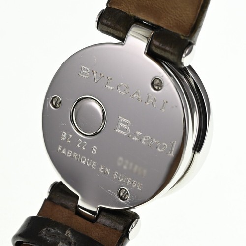 BVLGARI B.zero1 BZ22S acero inoxidable/cuero esfera negra cuarzo damas O#137940 - Imagen 6 de 8