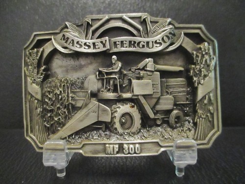 Massey Ferguson MF 300 Combine Pewter Belt Buckle 1986 Limited Edition Collector - Picture 1 of 3