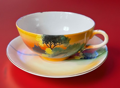 VINTAGE CHIKARAMACHI TEA CUP w/saucer AND EXTRA saucer Hand Painted