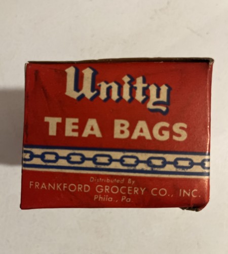 Vintage 1950s Box Of Unity Tea Orange Pekoe Frankford Grocery Philadelphia NOS - Picture 4 of 10