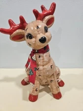 Vintage Kimble Mold Quilted Reindeer Ceramic Christmas 1988 Hollies Retro
