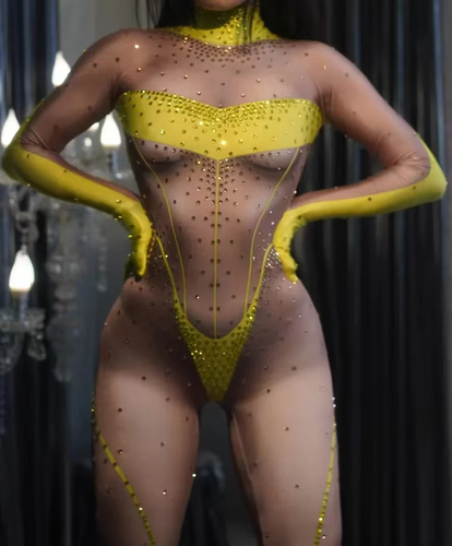 Finger Zentai Overall Catsuit Dessous Sexy Erotik Glitzer-Strass-Overall 36-40 - Bild 5 von 8
