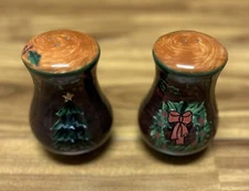 Lang & Wise Holiday Wreath And Tree Salt & Pepper Shakers 2002