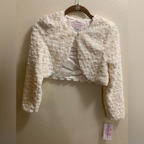 Bonnie Jean Faux Fur Shrug Girl’s Size Large Cardigan Soft New Easter - Picture 2 of 10