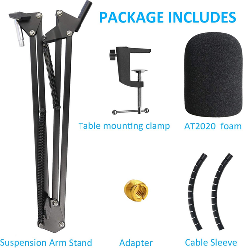 AT2020 Microphone Stand with Pop Filter Compatible with Audio-Technica AT2020 AT - Picture 7 of 12