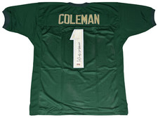 COREY COLEMAN AUTOGRAPHED BAYLOR BEARS #1 GREEN JERSEY W/ 2015 BILETNIKOFF