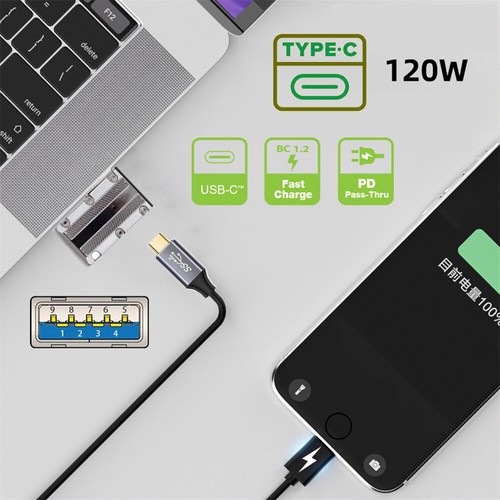 CY Type-C USB-C USB3.1 Female to USB3.0 Type-A Male 10Gbps Data 120W Adapter - Picture 6 of 16