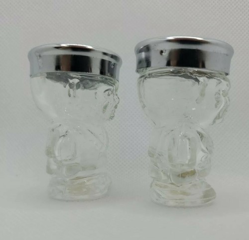 Vintage Clear Glass Sailor Boy Salt & Pepper Shaker Set Nautical Made In Japan - Picture 4 of 10