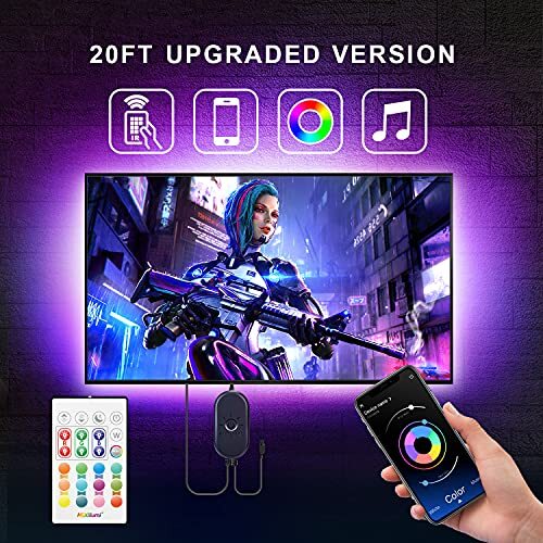 Lumières LED pour Rétroéclairage TV Taille 75 Pouces-85 Pouces avec Télécommande, pour Miroir, PC, - Photo 3 sur 8
