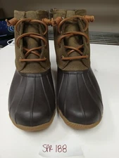 Sperry Women's Top-Sider Saltwater Rain Boots, Brown/Olive Size. 08.5