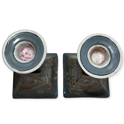 Pair of Grandmillenial Chinoiserie Hand-painted Floral Candlesticks - Picture 5 of 6