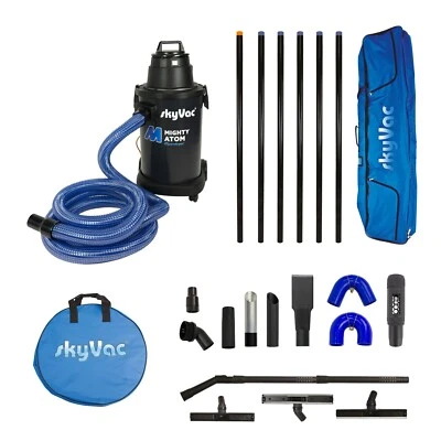 Gutter Vacuum, skyVac Mighty Atom. For Gutter Cleaning. Wet & Dry. 6 Poles.