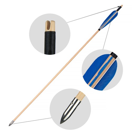 6pcs 31.5 inches Wooden Arrows Feather Target Practice Arrows Archery Shooting - Picture 27 of 45
