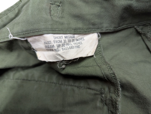 Genuine US Army OD Green Vintage OG 107 M65 Combat Trousers Medium Short #682 - Picture 6 of 7