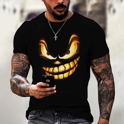 Men’s Devil Graphic T-Shirt Streetwear Oversized Tee O-Neck Summer Top - Picture 10 of 12