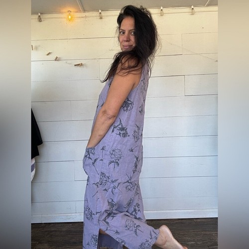 VTG Dressing Clio Linen Maxi Dress Sz M Coastal Grandma Beach House Lagenlook - Picture 3 of 6