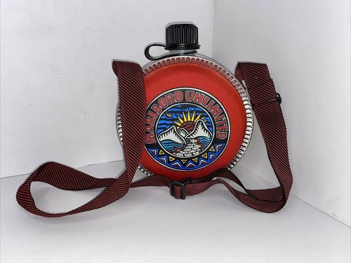 New Vtg Coleman Marlboro Unlimited Water Canteen With Strap Camping Outdoor - Picture 3 of 12