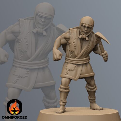 Samurai Miniature Japanese Peasant Unit Dungeons and Dragons Mini DnD 5e 28mm - Picture 4 of 6