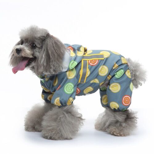 Pet Raincoat Dog Clothes Cat Four Feet Fruit Print Water Proof Clothing Dogs - Picture 3 of 27