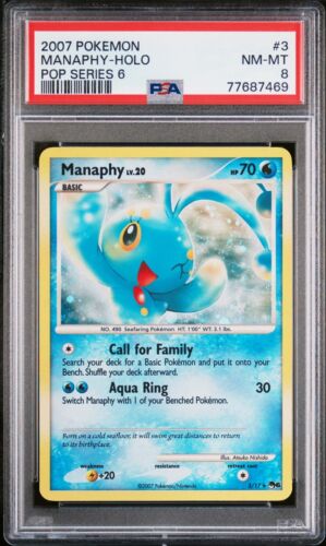 PSA 8 NM-MT Manaphy Holo 3/17 2007 Pop Series 6 Pokemon Card - Picture 1 of 2