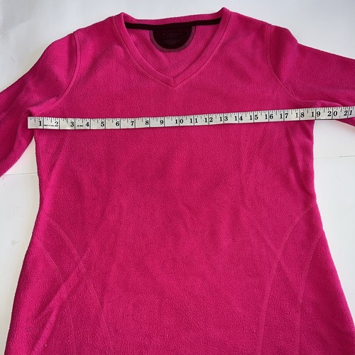 Suéter Tek Gear Rosa Florescente Brillante Polar Mangas Largas Cuello en V M Esquí Invierno - Imagen 3 de 5
