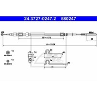 ATE Handbremsseil Bremsseil Hinten Links FüR BMW 5Er E39 24.3727-0247.2