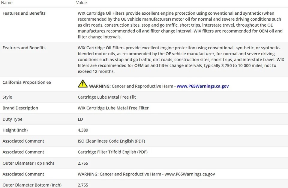 Engine OEM Oil Filter WIX for LEXUS LS600H 2016 V8-5.0L - Image 3 of 4