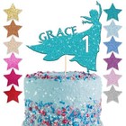 Frozen Elsa Anna Personalised Cake Topper Custom Happy Birthday Party Glitter