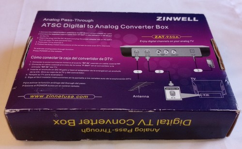 Zinwell Analog Pass-Through Digital TV Converter Box ZAT-950A CIB Excellent  - Picture 2 of 4